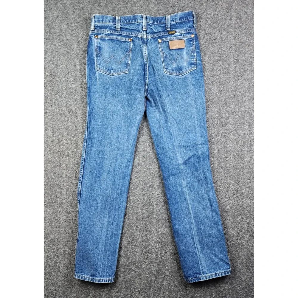 Wrangler 936PWD Cowboy Cut Jeans Mens 33x32 Blue‎ Slim Fit Straight Leg Denim